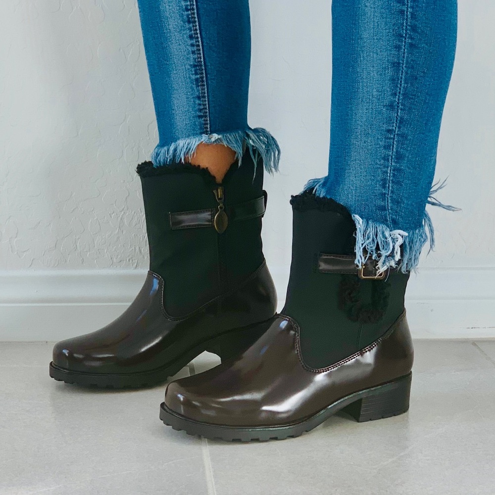 Burgundy Fur Lined Water Resistant Winter Boot